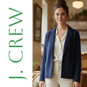 J.Crew 365 Margot Sweater Blazer Women Small Navy Blue Merino Wool Blend Preppy